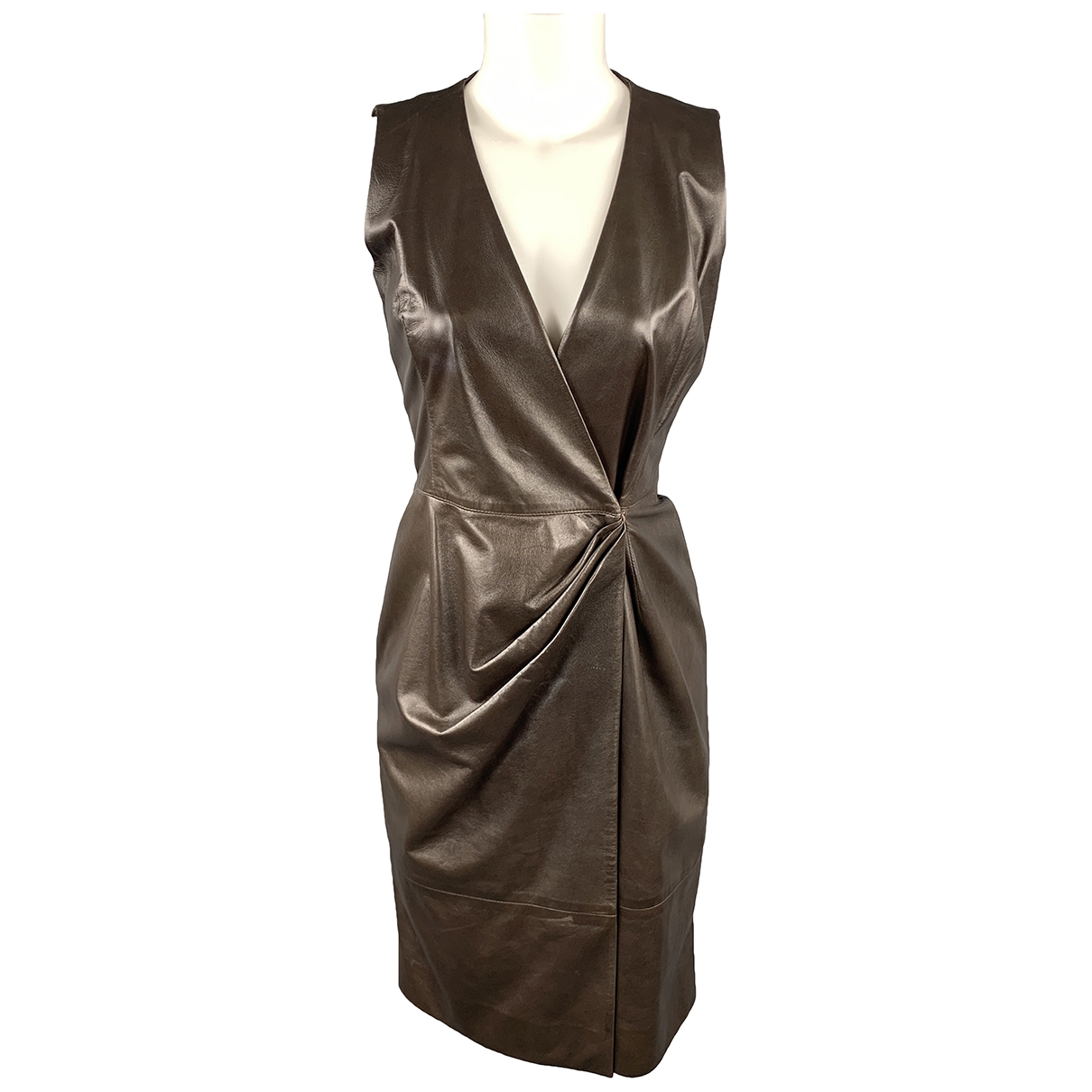 Leather dress Oscar De La Renta Brown 